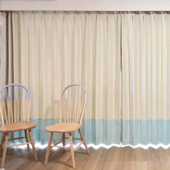 神奈川県にお住まいのお客様より＜ユーカラー遮光 ボトムボーダー＞のご感想をいただきました | | 100サイズ既製カーテン通販専門店 びっくりカーテン