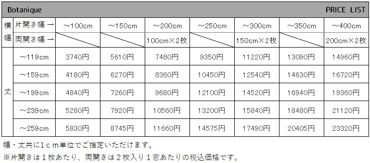 価格表