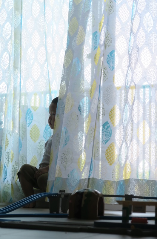 オパールプリントレースカーテン＜リーフオーナメント　ライトブルー＞のレビュー写真です